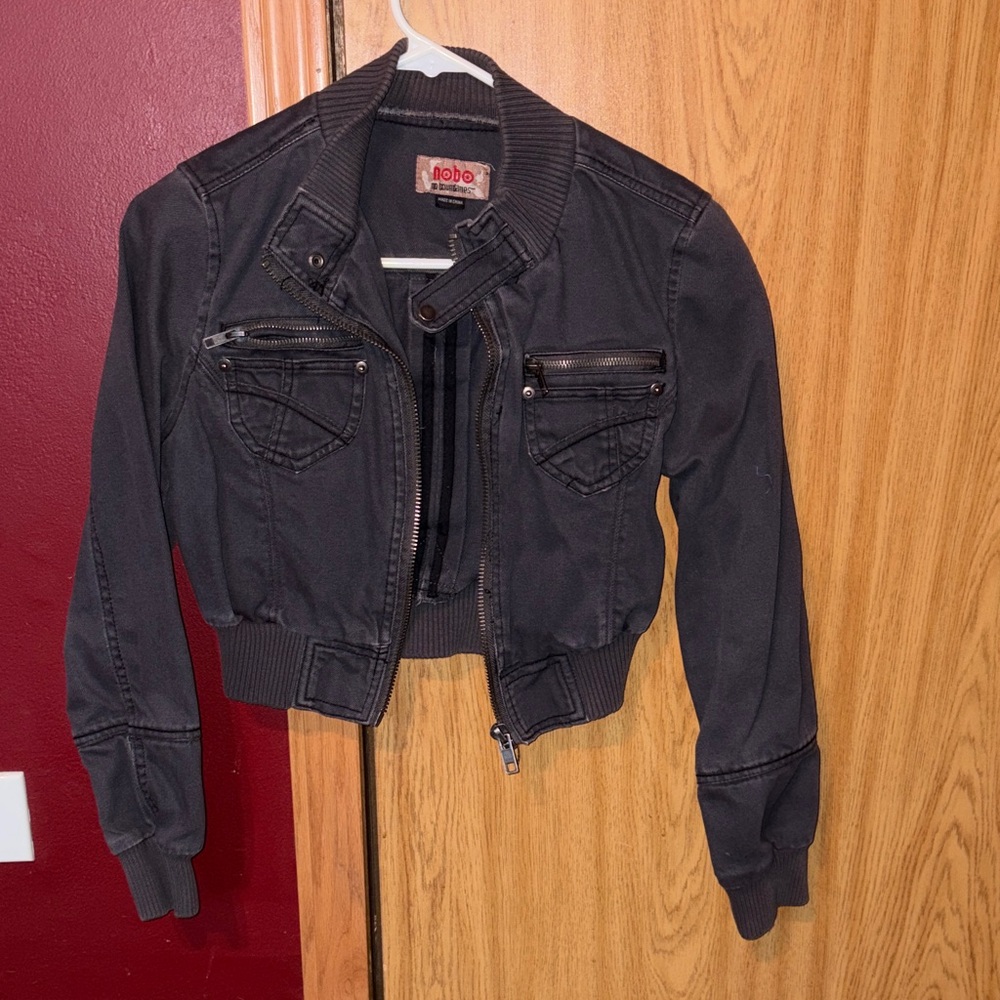 NOBO Black Cropped Bomber Jacket with Zip Pockets